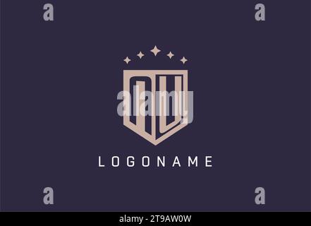 NU initial shield logo icon geometric style design inspiration Stock Vector