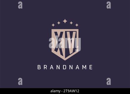 XV initial shield logo icon geometric style design inspiration Stock Vector