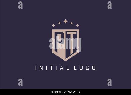 PT initial shield logo icon geometric style design inspiration Stock Vector