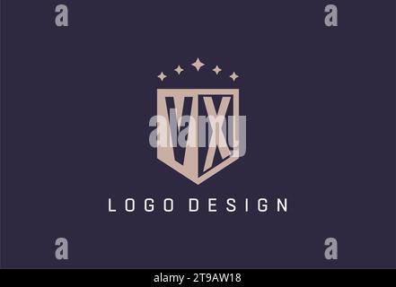VX initial shield logo icon geometric style design inspiration Stock Vector