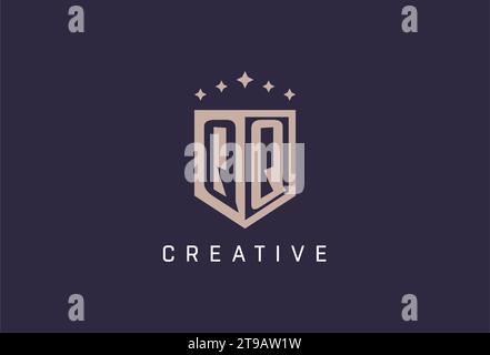 QQ initial shield logo icon geometric style design inspiration Stock Vector
