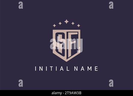 SF initial shield logo icon geometric style design inspiration Stock Vector