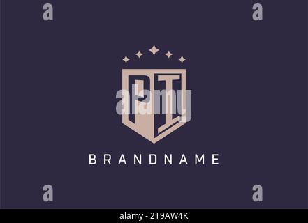 PI initial shield logo icon geometric style design inspiration Stock Vector