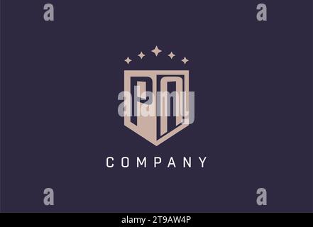 PN initial shield logo icon geometric style design inspiration Stock Vector