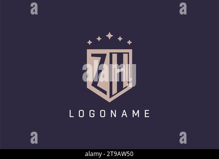 ZH initial shield logo icon geometric style design inspiration Stock Vector