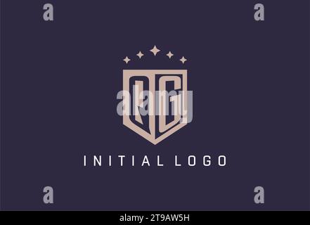 QG initial shield logo icon geometric style design inspiration Stock Vector