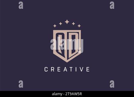 QD initial shield logo icon geometric style design inspiration Stock Vector