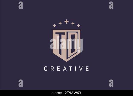 TD initial shield logo icon geometric style design inspiration Stock Vector