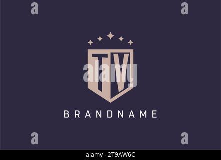 TV initial shield logo icon geometric style design inspiration Stock Vector