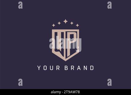 WP initial shield logo icon geometric style design inspiration Stock Vector