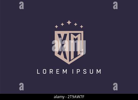 XM initial shield logo icon geometric style design inspiration Stock Vector