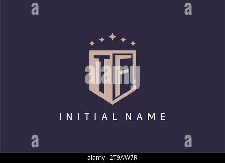 TF initial shield logo icon geometric style design inspiration Stock Vector