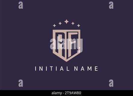 RF initial shield logo icon geometric style design inspiration Stock Vector