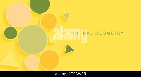 Minimal pastel background with geometric circles and triangles. Vector design Stock Vector