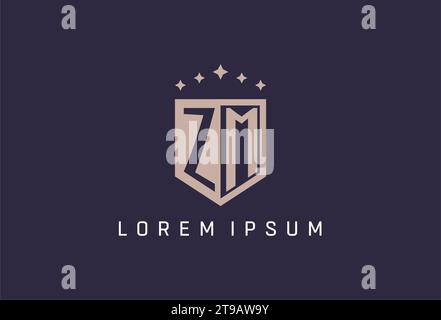 ZM initial shield logo icon geometric style design inspiration Stock Vector
