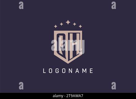 QH initial shield logo icon geometric style design inspiration Stock Vector
