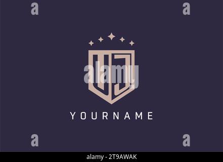 UJ initial shield logo icon geometric style design inspiration Stock Vector