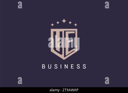 UE initial shield logo icon geometric style design inspiration Stock Vector