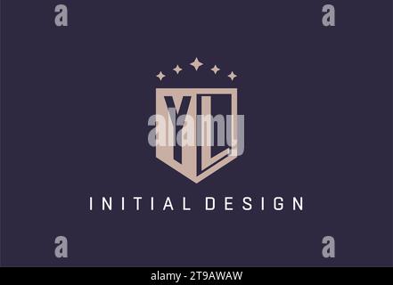 YL initial shield logo icon geometric style design inspiration Stock Vector