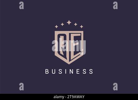 QE initial shield logo icon geometric style design inspiration Stock Vector
