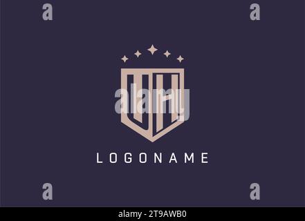 UH initial shield logo icon geometric style design inspiration Stock Vector