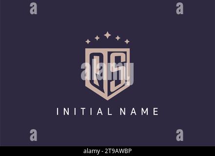 QS initial shield logo icon geometric style design inspiration Stock Vector