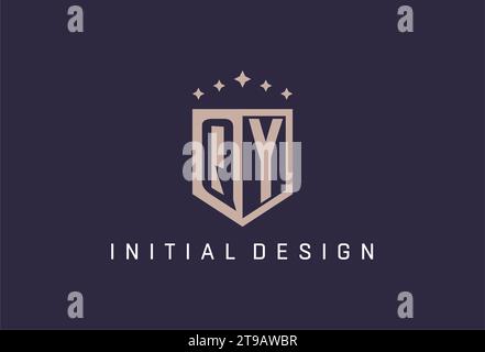 QY initial shield logo icon geometric style design inspiration Stock Vector