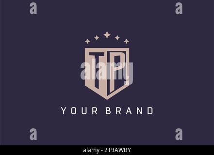 TP initial shield logo icon geometric style design inspiration Stock Vector