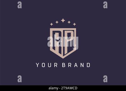 RP initial shield logo icon geometric style design inspiration Stock Vector