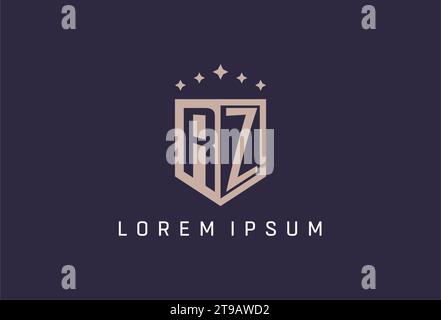 RZ initial shield logo icon geometric style design inspiration Stock Vector