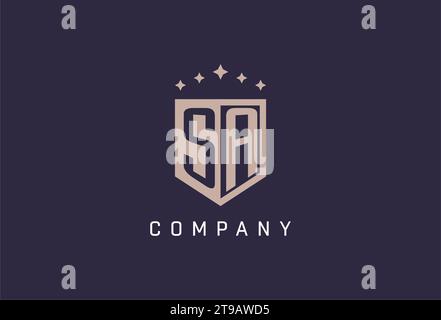 SA initial shield logo icon geometric style design inspiration Stock Vector
