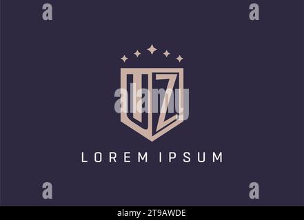 UZ initial shield logo icon geometric style design inspiration Stock Vector