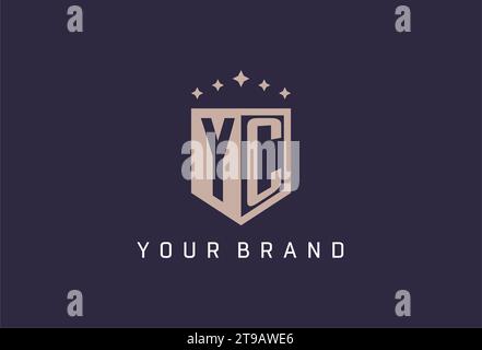 YC initial shield logo icon geometric style design inspiration Stock Vector