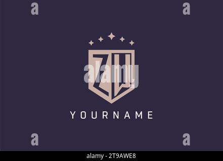 ZW initial shield logo icon geometric style design inspiration Stock Vector