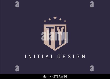 TY initial shield logo icon geometric style design inspiration Stock Vector