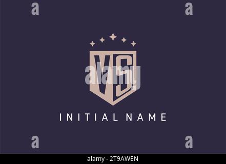 VS initial shield logo icon geometric style design inspiration Stock Vector
