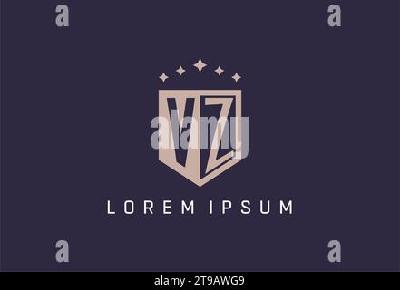 VZ initial shield logo icon geometric style design inspiration Stock Vector