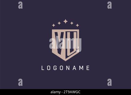 VU initial shield logo icon geometric style design inspiration Stock Vector