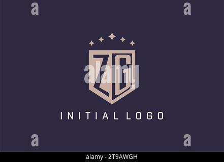 ZG initial shield logo icon geometric style design inspiration Stock Vector