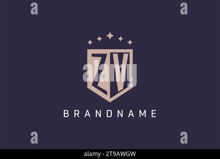 ZV initial shield logo icon geometric style design inspiration Stock Vector