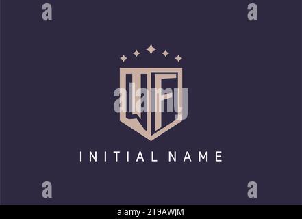 WF initial shield logo icon geometric style design inspiration Stock Vector
