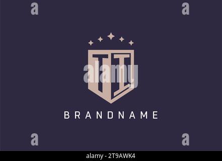 TI initial shield logo icon geometric style design inspiration Stock Vector