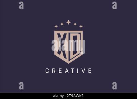 XD initial shield logo icon geometric style design inspiration Stock Vector