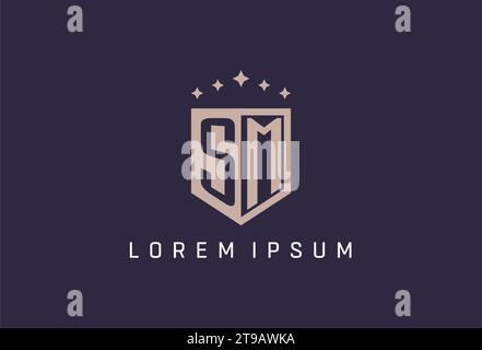 SM initial shield logo icon geometric style design inspiration Stock Vector