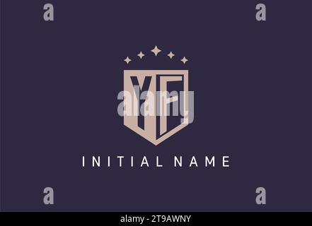 YF initial shield logo icon geometric style design inspiration Stock Vector