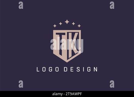 TK initial shield logo icon geometric style design inspiration Stock Vector