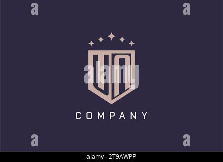 UN initial shield logo icon geometric style design inspiration Stock Vector