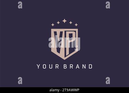 VP initial shield logo icon geometric style design inspiration Stock Vector