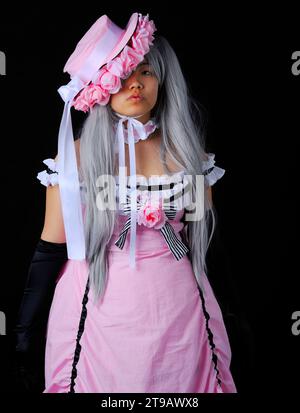 Portrait of person dressed as a comic book character. at a comic book convention in New York City. Stock Photo