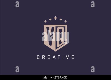 VQ initial shield logo icon geometric style design inspiration Stock Vector